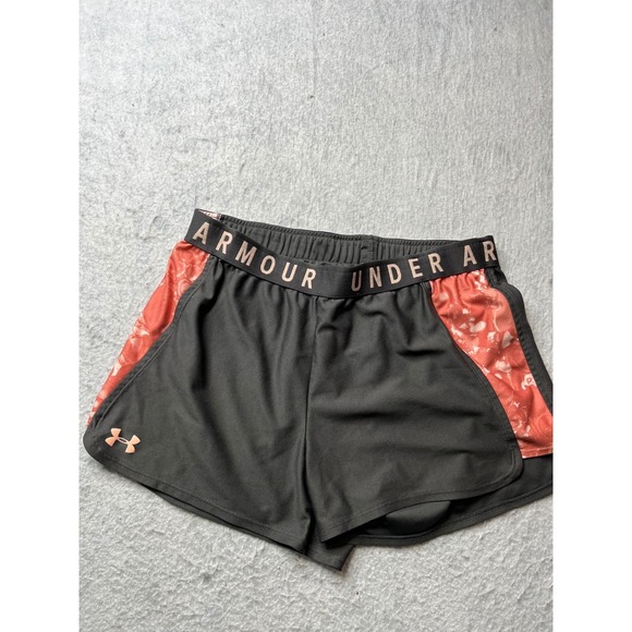 Under Armour Pants - Under Armour Women's Gray Athletic Shorts Pink Floral Print Waistband Logo Sz M‎